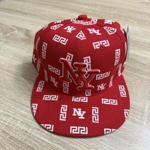 NWT New York NYC Baseball Hat Cap Red White All Over Print Yankees One Size MLB